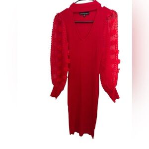 “Almost  Famous” Vibrant Red Long Sleeve Dress